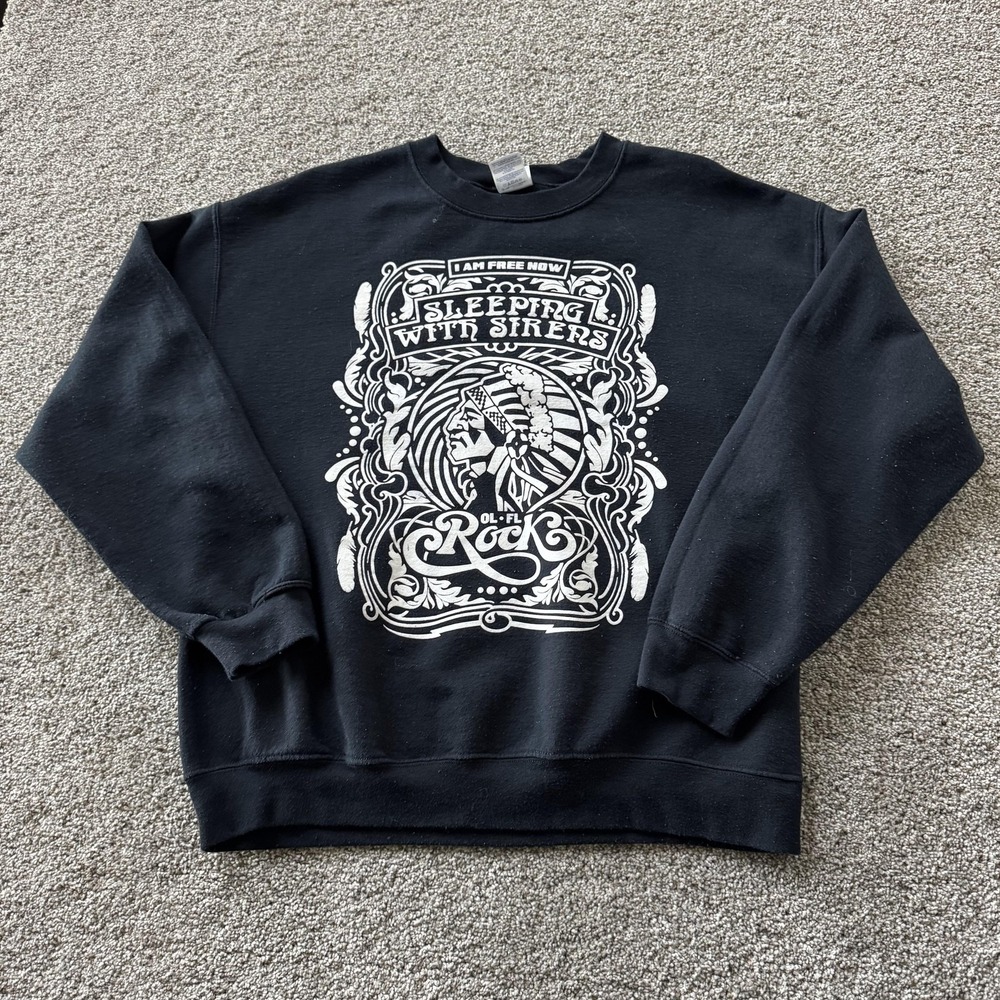 Sleeping With Sirens Sweatshirt Mens Large Black Fleece Gildan Heavy Blend